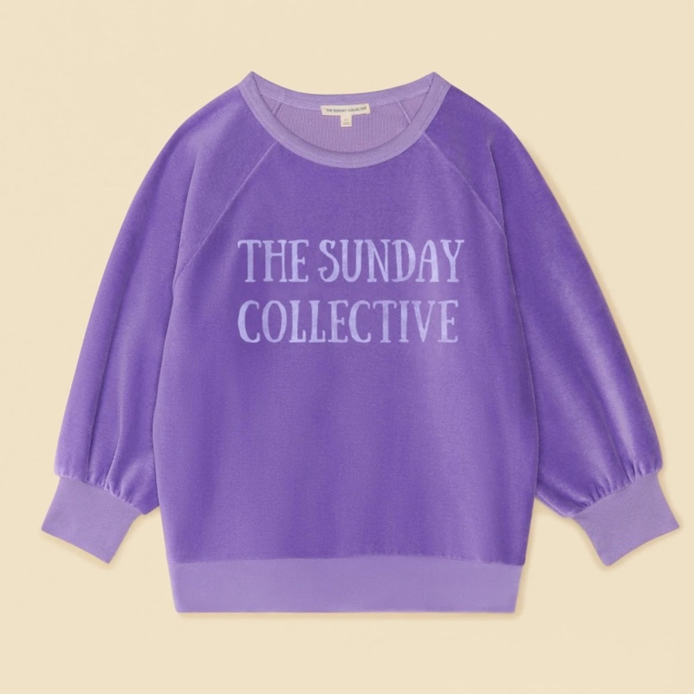 The Sunday Collective Kids Velour Sweatshirt in Violet size 4/5